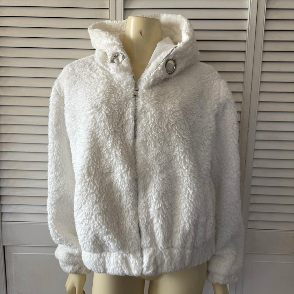 Women's Ambiance Outerwear Fleece Jacket Size L White